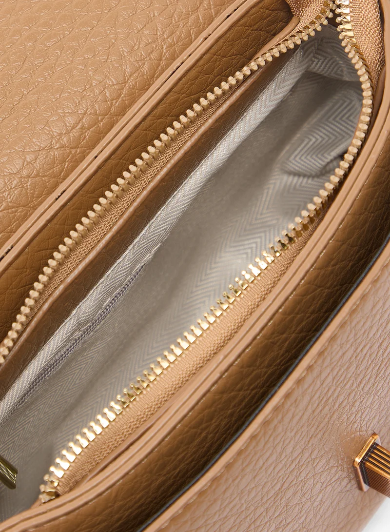 ELLA Brown classic crossbody bag with gold detail for Women | Best Price UAE